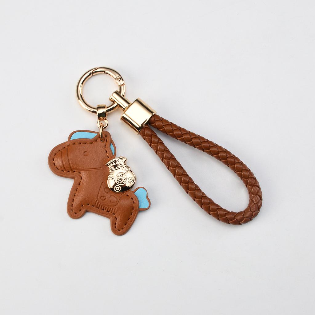 Creative Now Money Keychain Leather Braided Rope Fashion Cartoon Car Keychain Bag Cute Pony Pendant