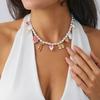 Ingemark Y2K Boho Love Heart Bow Pendant Choker Necklace for Women Elegant Imitation Pearl Clavicle Chain Wedding Neck Jewelry