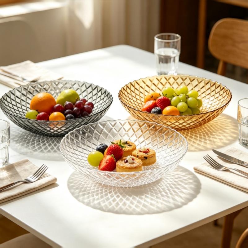 1Pcs Exquisite Flower Shaped Transparent Fruit Plate Plastic Dessert Salad Tray Light Luxury Household Snack Plate