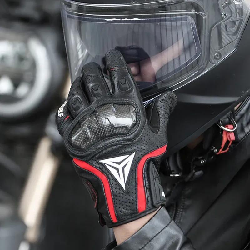 Motorcycle Gloves Men Leather Gloves Summer Cycling Motorbike Guantes Moto Motocross Bicycle Touch Screen Breathable Protective