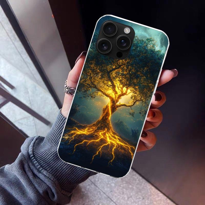 Tree of Life Space Phone Case For iPhone 17 Air 11 13 Mini 14 15 Plus 16 12 Pro Max 16E SE 7 8 Pattern Soft TPU Back Cover  17 A