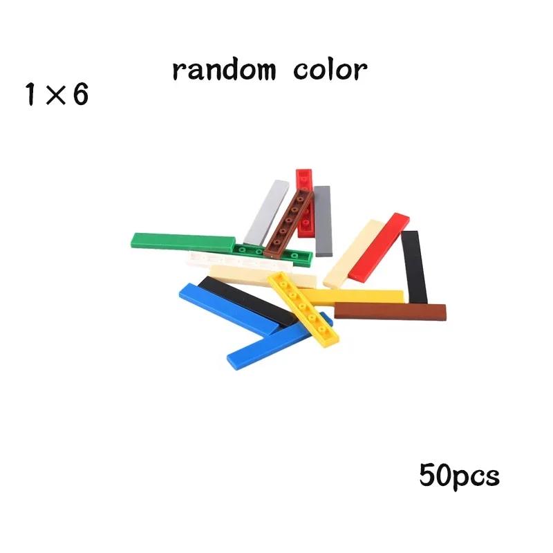 50pcs Bulk Building Blocks Smooth 1x6 Figure Bricks 11 Colors Educational Creative Toys for Children Size Compatible With 6636