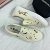 Spring and Summer New Canvas Student Korean Version Embroidered Graffiti Women's Shoes One-pedal Lazy Shoes Cartoon Vulcanized Shoes