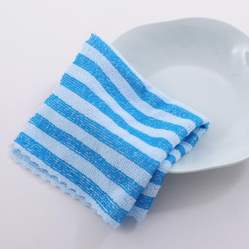 Factory Customized Two-color Striped Kitchen Small Square Towel Dishwashing and Household Cleaning Towel