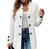 Herfst Winter Nieuwe Mode Effen Kleur Getextureerd Dubbelrij Knopen Decoratief Binnenzak Lange Mouw Vest Jas