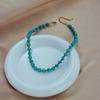 Gold Plated Stainless Steel Irregular Turquoise Beaded Choker Necklace for Women