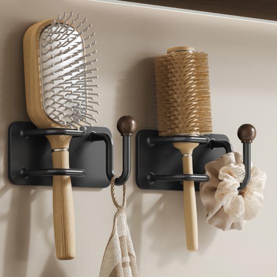 Držák na gumičky do vlasů, hřebenový držák, litinový, nerezavějící, vodotěsný, vertikální design, stojan pro uložení hřebenů a gumiček do vlasů, vlasové doplňky