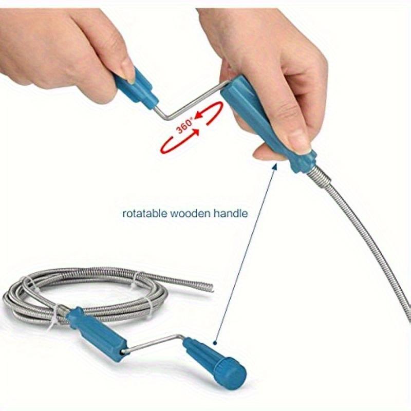 Flexible Steel Pipe Unclogger with Retractable Handle, Labor-Saving Manual Drain Dredging Tool, Portable Home Plumbing Accessory