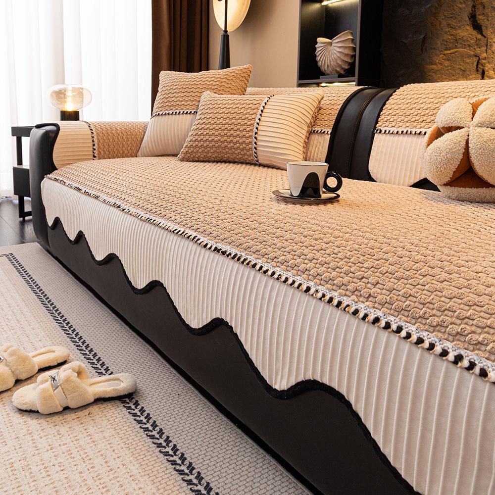 Light Luxury Corduroy Couch Cover One Piece Anti Slip and Anti Cat Scratching Sofa Cushion Backrest Armrest Protect Cover Towel