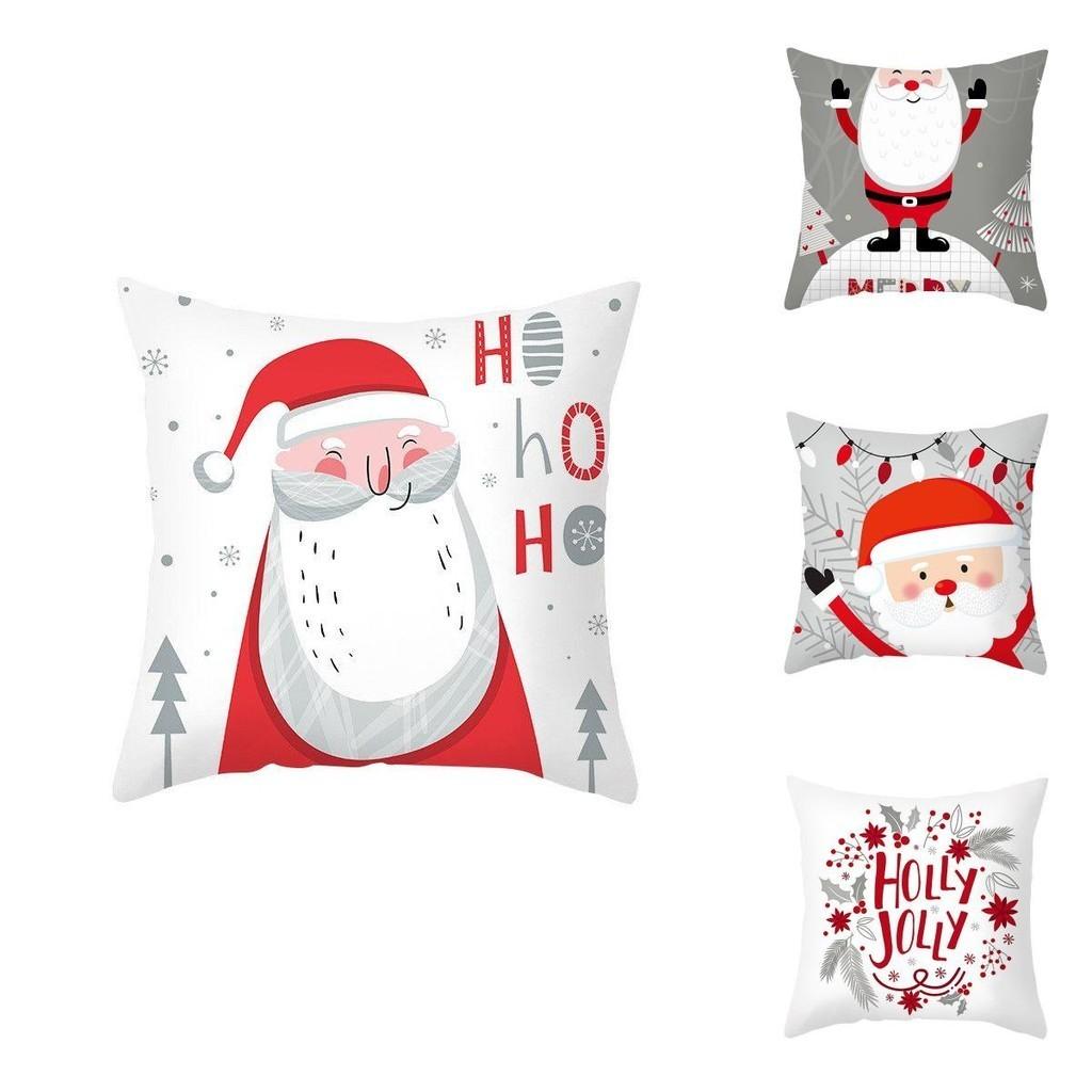 Bunter Weihnachtskissenbezug mit Weihnachtsmann-Design für gemütliche Sofa- und Autodekoration