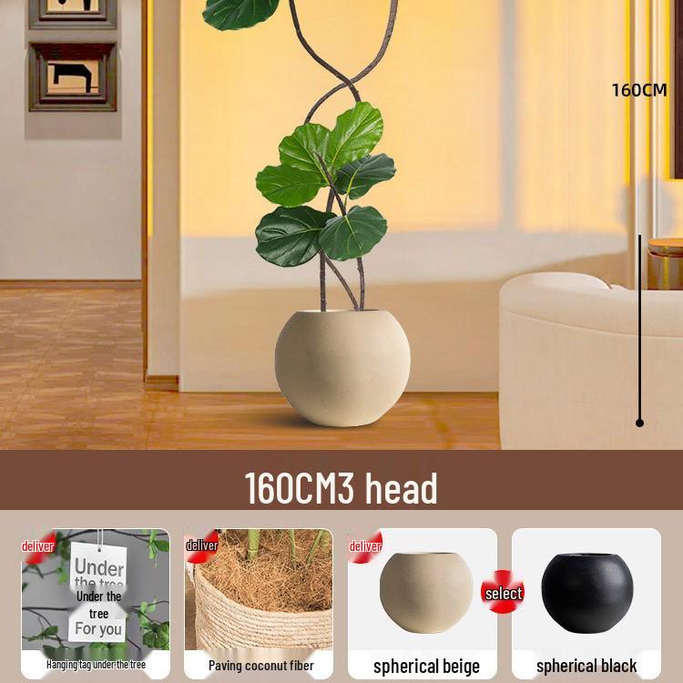 Large Potted Fiddle-Leaf Fig: Luxury Faux Green Plant for Living Room Decor