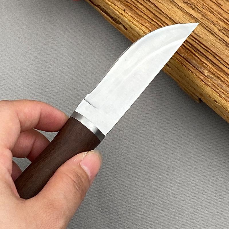 Nóż z drzewa różanego Stal nierdzewna 5Cr15 Proces rysowania Nóż kuchenny do siekania z osłonką Nóż do mięsa Narzędzia do owoców i grilla