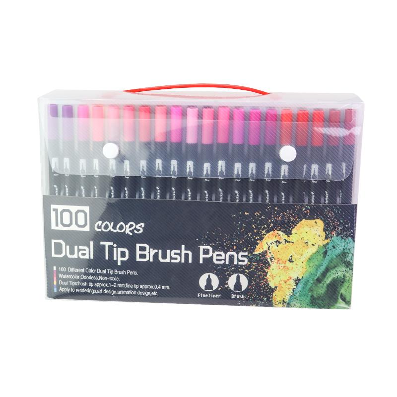 100 Colors Dual Tip Brush Art Markers Pens Fine Tip and Brush Watercolor Pens For Drawing Painting Calligraphy Art Supplies