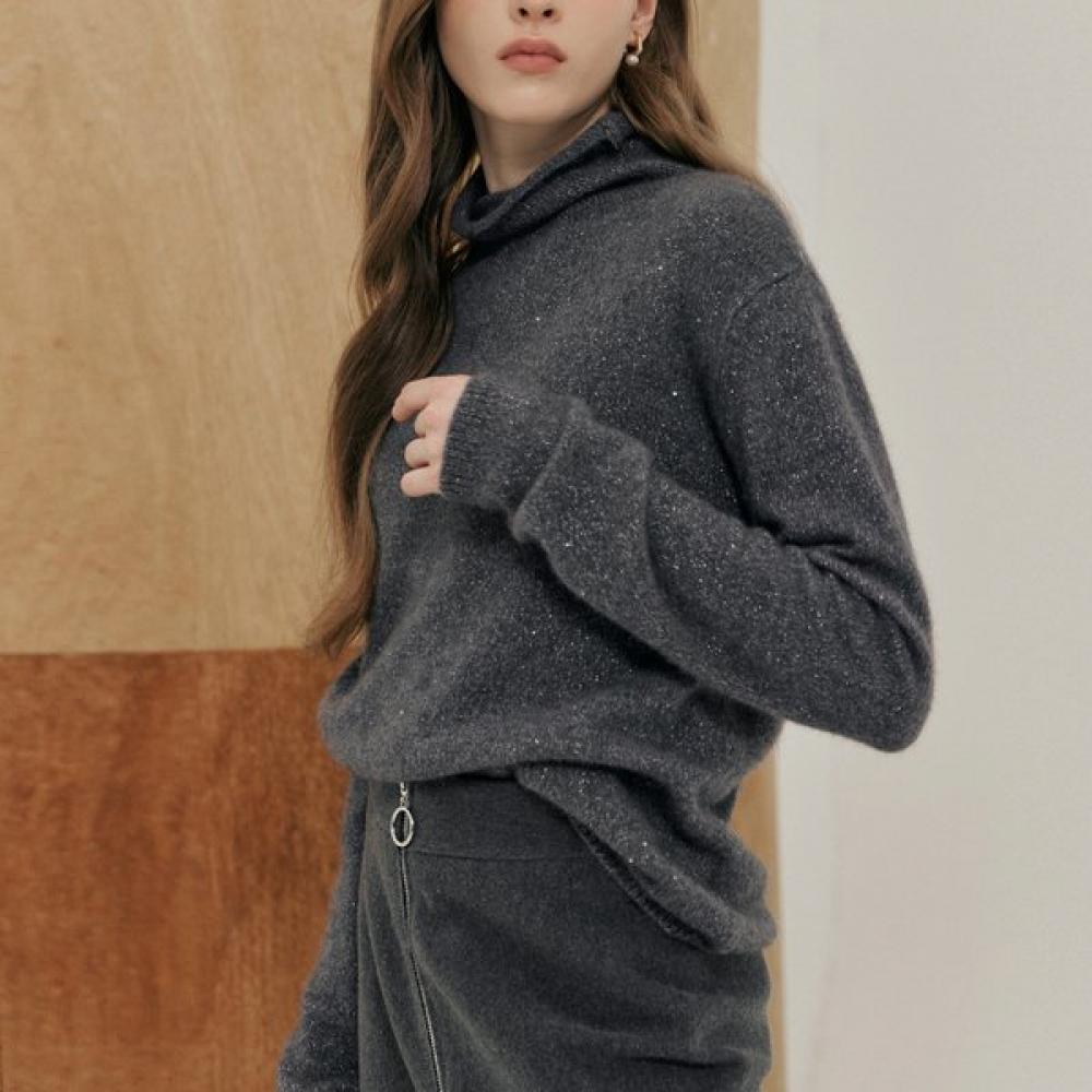 MAXZA Wool Polo Knit With Sequin Glitter Mix   Cd01qk003on