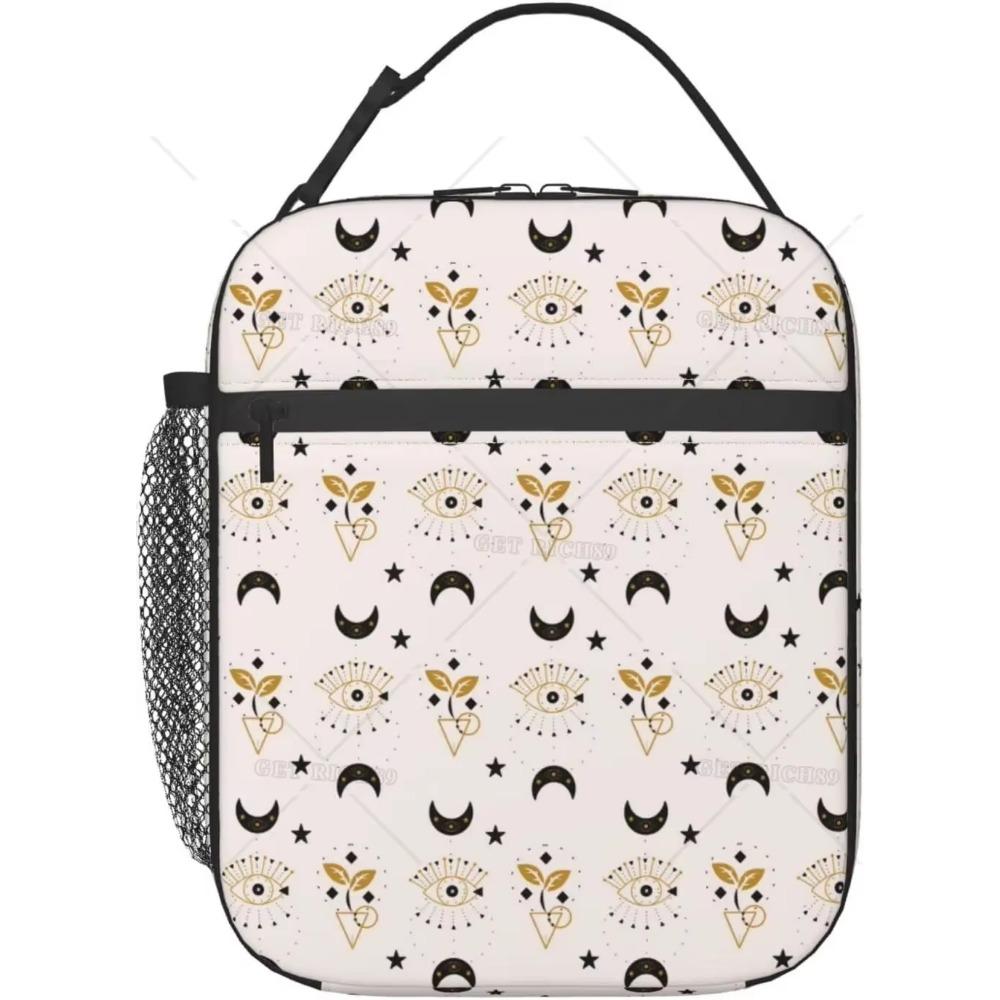 Złote Ręce Fatimy Izolowana Torba na Lunch Wielokrotnego Użytku Termiczna Torba na Lunch z Zamkiem Błyskawicznym i Kieszenią do Pracy na Zewnątrz Podróży Piknik