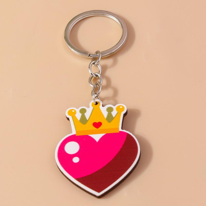 Romantic Wood Keychain Charms Love Heart Lip Keyrings Pendants for Women Girls Handbag Decor DIY Valentine's Day Key Chain Gifts