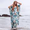 EDOLYNSA 2024 Schnelltrocknende Bohemian-Frauen-Sommer-Strandkleid, Badebekleidung, Tunika, sexy, tief, Kaftan, Strand-Bikini-Vertuschungen, Pareo Q930