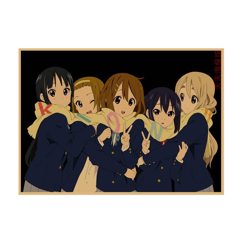 K-ON! Kraft Paper Anime Poster for Dorm, Bar, or Cafe Wall Décor.