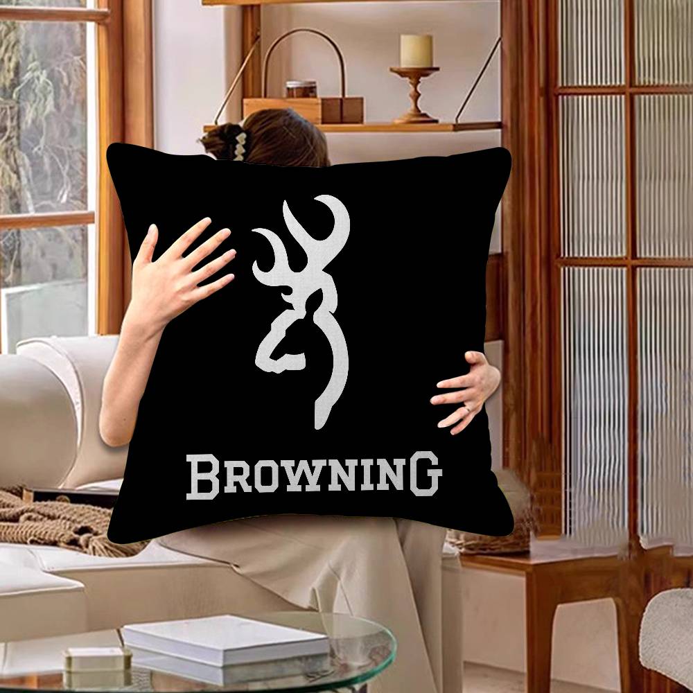 B-Brownings Logo Pillow Gift Home Office Decoration Bedroom Sofa Car Cushion Cover Case 45x45