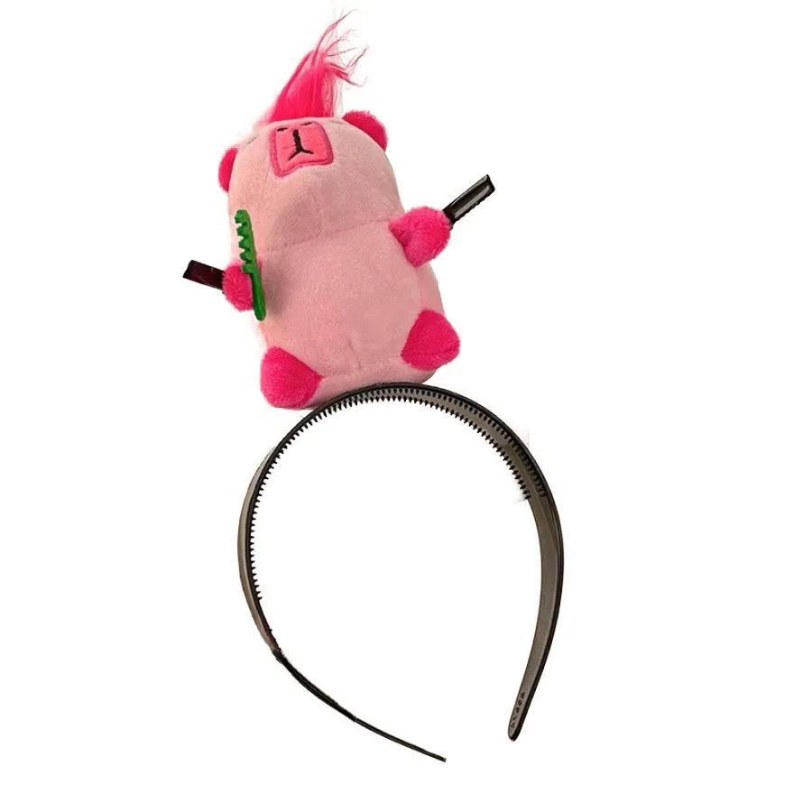 Ratatouille Mouse Head Hairband Capybara Funny Plush Hair Hoop Halloween Decor Capibara Women Hair Band Makeup Headdress Hairpin