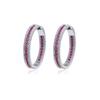 Red Princess Square CZ Reverse Set Eternity Hoop Earrings 18mm