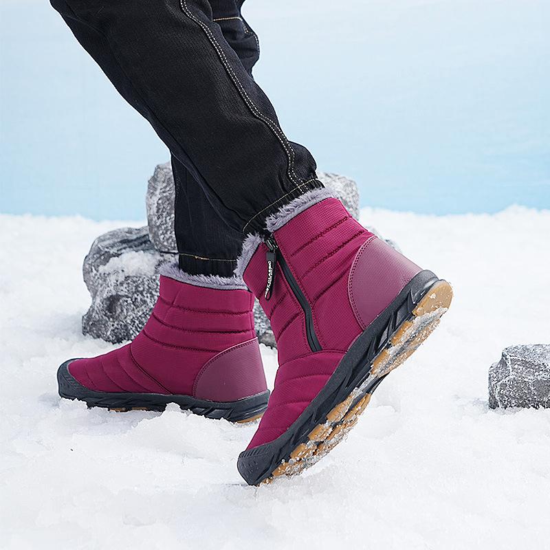 Men's Winter Warm Snow Boots Rainproof Fabric Faux Fur Lining Waterproof Ankle Boots Anti-slip Outdoor Shoes Hiking Sports Boots