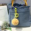 Pompom Decorative Accessories Plush Ball Keychain, Fluffy Pendant with Hollow Star, Backpack Portable Bag Decoration Purse Accessories, Gift for Women
