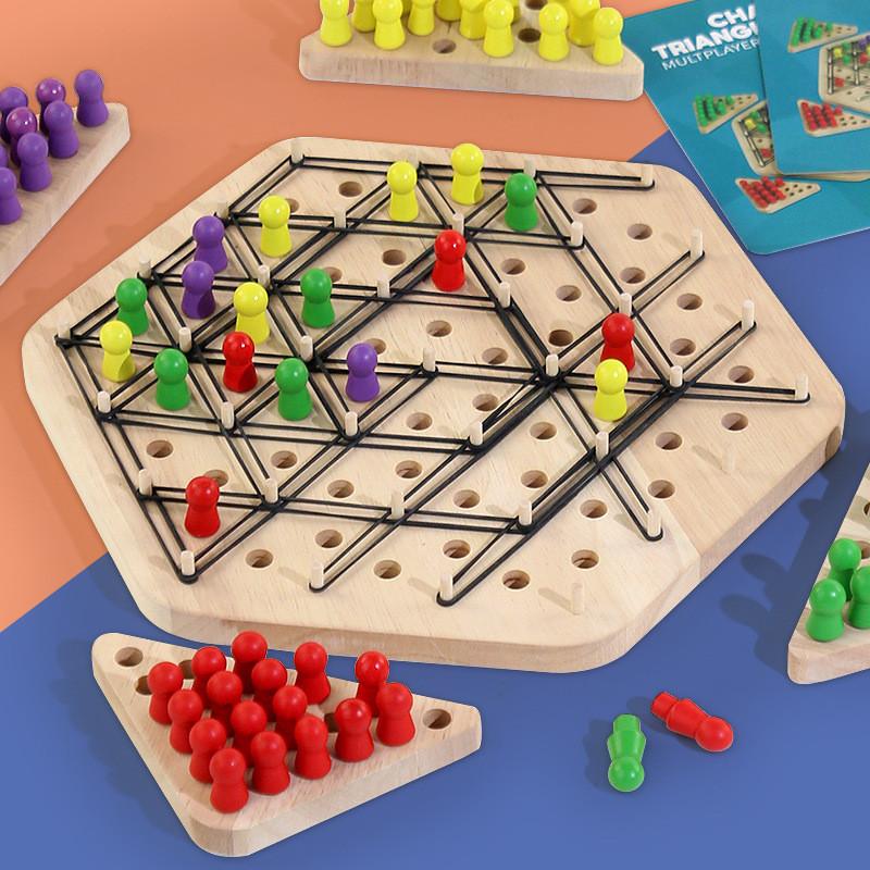 Wooden Geometric Chain Triangular Board Game For Brain Training And Family Interaction
