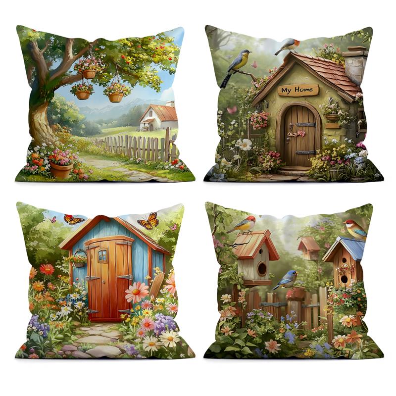 1 Pc Spring Garden Pillow Cover For Home Living Room Bedroom Sofa Office Decorative Pillowcase Soft Throw Pillows 45*45 Cm