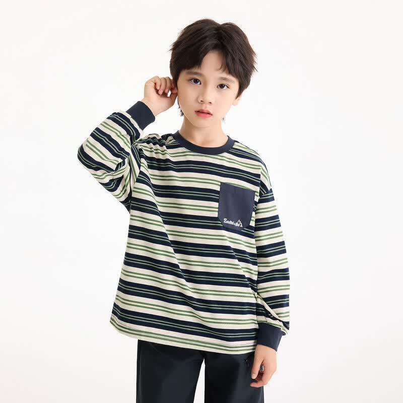 Xiaoyinman Boys' Retro Stripe Long Sleeve T-Shirt