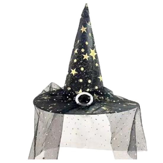 Mystischer Zauberer Requisite Gotischer Hexenhut für Damen 15 Zoll Cosplay Halloween Accessoires Kostümparty Maskenball Karneval Bühnenauftritt