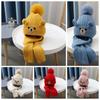 Knitting Wool Beanie Plush Warm Knitted Cap Comfortable Bear Children Scarf Hat Set  Baby