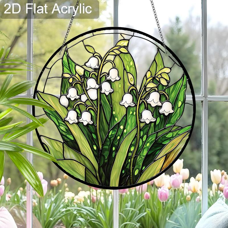 Acrylic Lily of the Valley Suncatcher Stained Glass Effect Window Hanging Ornament Flower Lover Gifts