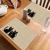 Minimalist Black Cat Heat Resistant Washable Table Placemats Kitchen Dining Decor 4 Piece Set