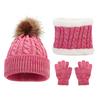 Three Piece Set of Children's Hats, Scarves, Gloves, Autumn and Winter Warm and Plush Scarf, Mixed Color Knitted Hat