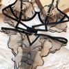 French Ultra Thin Underwear Set Sexy Mesh Breathable Bras Women Summer Lace Lingerie Black Temptation Intimates Briefs Sets