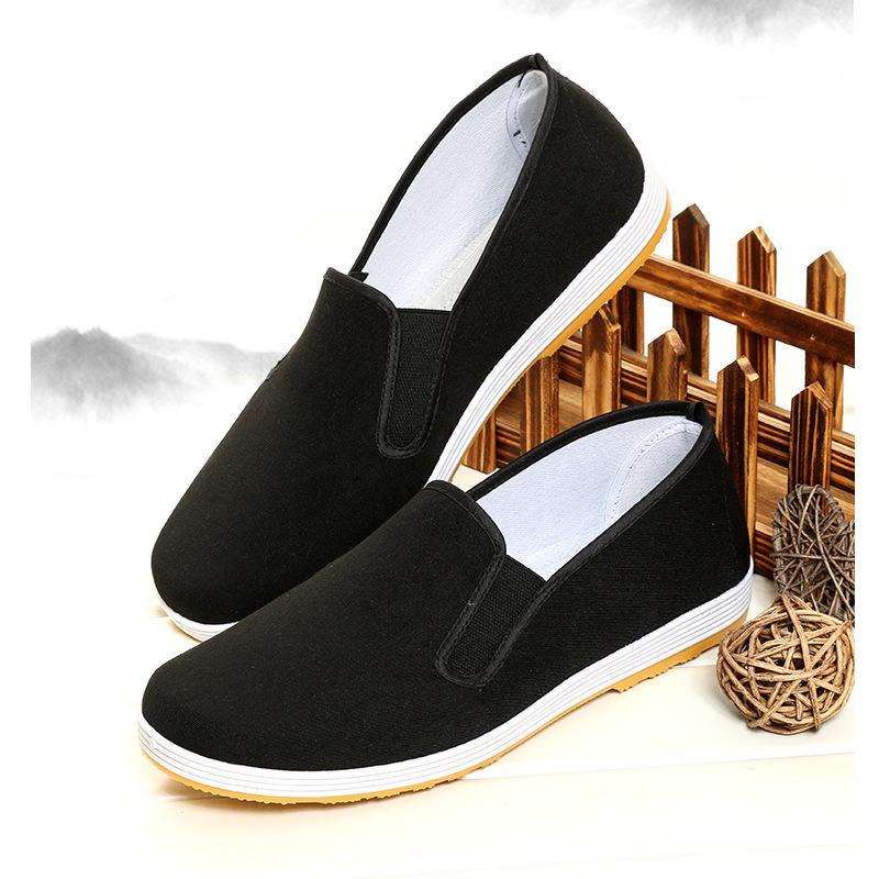 Cloth shoes men's army board lazy shoes non-slip beef tendon sole labor insurance shoes men's black cloth shoes