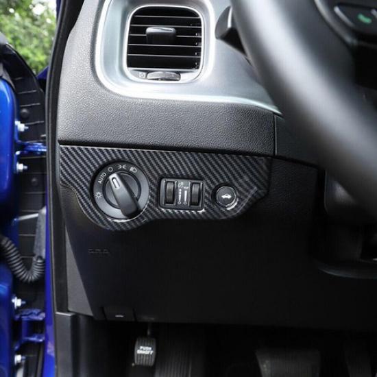 Car Headlight Switch Panel Trim For Dodge Charger 10-23 Accessories Carbon Fiber