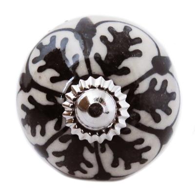 [A3131] - Ceramic Furniture Knob 'Boho' Gray Black Silver - 60x40 Mm