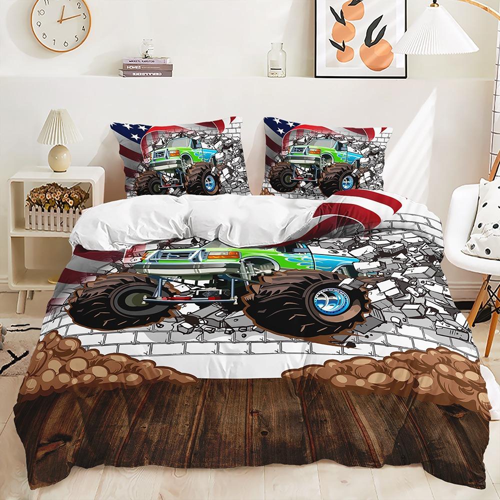 3D Printing Speed Racing Bedding Set King Queen Bed Down Duvet Cover Pillowcase 2/3pcs Men and Boys Teenagers Cover Gift