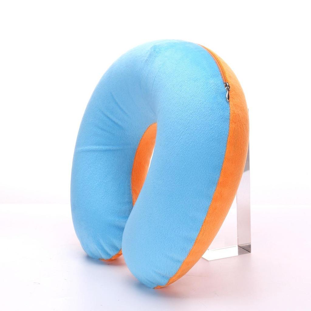 Promotional Inflatable U-Shaped Travel Neck Pillow with Plush Outerwear
