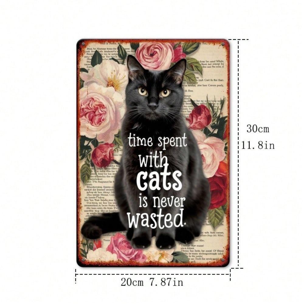 Vintage Cat Metal Sign 8x12 Inch Wall Decor for Home Kitchen Bathroom Cat Lover Gift