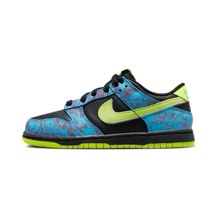 Nike Dunk Low SE PreSchool 'Let's Dance' (Unisex) Multi-Color / Black / Baltic Blue / Volt Kids' Skateboarding Shoes DV1695 900