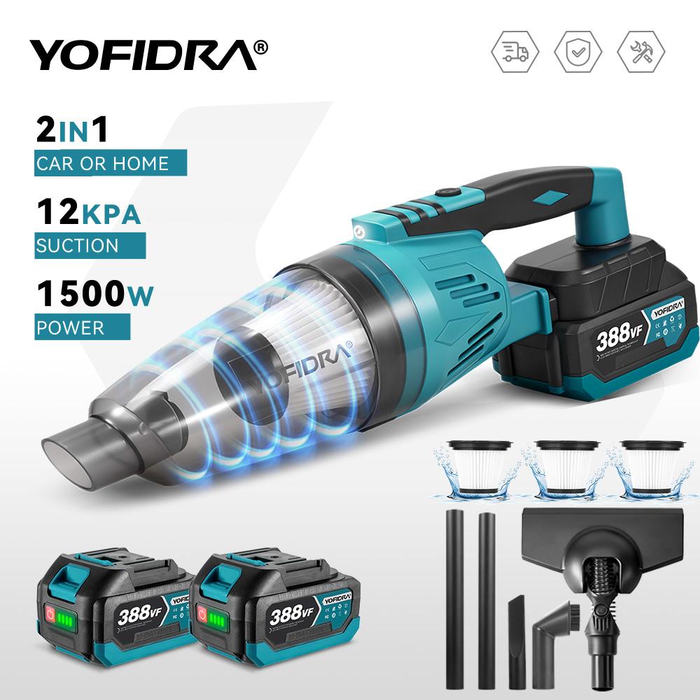 Yofidra 1500W Electric Cordless Vacuum Cleaner Portable Rechargeable Household Cleaning Power Tool For Makita 18V Battery Pin