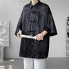 Fashion Dragon Pattern Men's Shirt Social Half Sleeve Solid Loose Fit Casual Casual Chinese Type Shirt