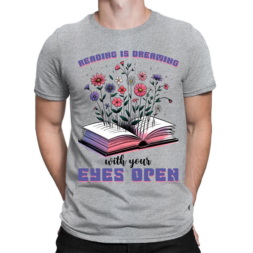 Reading Is Dreaming With Your Eyes Open Teacher Librarian Mens T-Shirts Top #NED