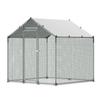 Metal Chicken Coop, 6.56x6.56x6.56ft Large Walk-in Chicken Runs with Cover, Spire Roof Hen House Enclosure with Security Lock, Outdoor Duck Rabbit