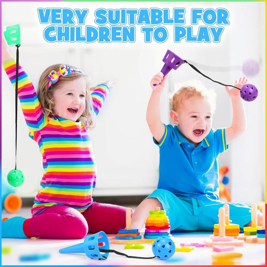 Throw and Catch Ball Set Kids Ball and Cup Hand Eye Coordination Catch Ball with String Outdoor Party Game for Lawn Yard Beach