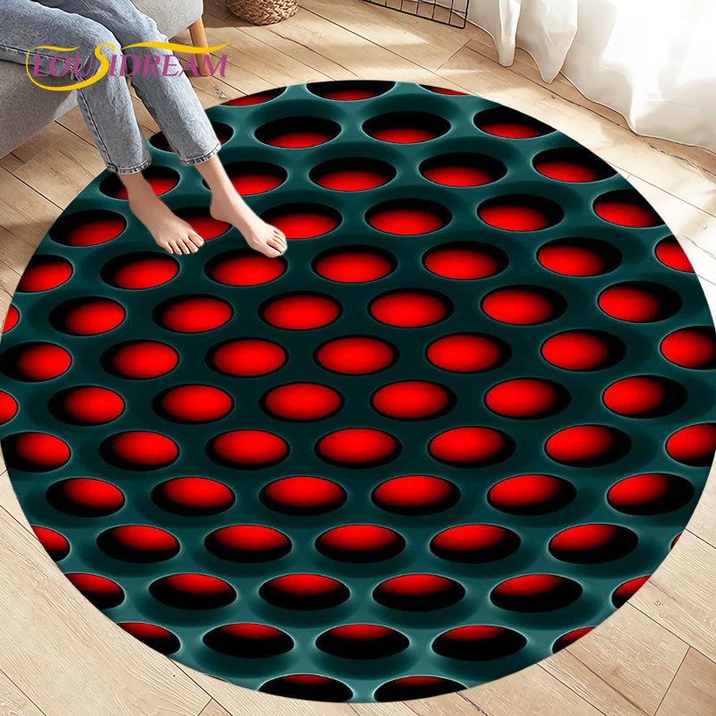 Tappeto per area illusione visiva geometrica astratta 3D Tappeto grande, rotondo per soggiorno, camera da letto, divano, decorazione, tappetino antiscivolo