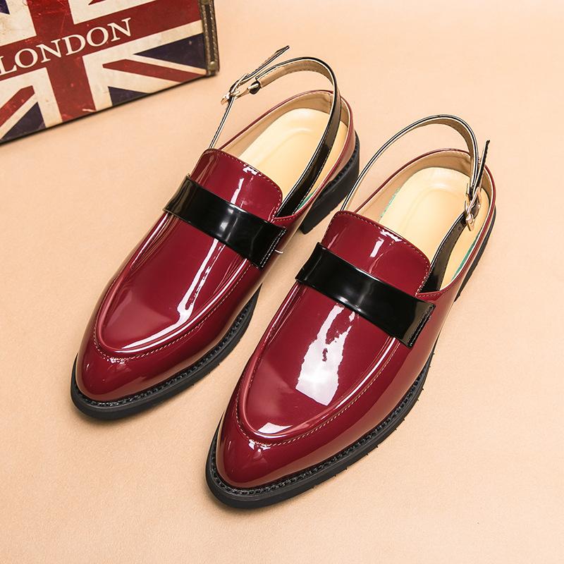 Men Casual Patent Leather Sandals Cozy Non-slip Cool Lighted Breathable Classic Fashion Comfy Outdoor Shoe Casual Sandals